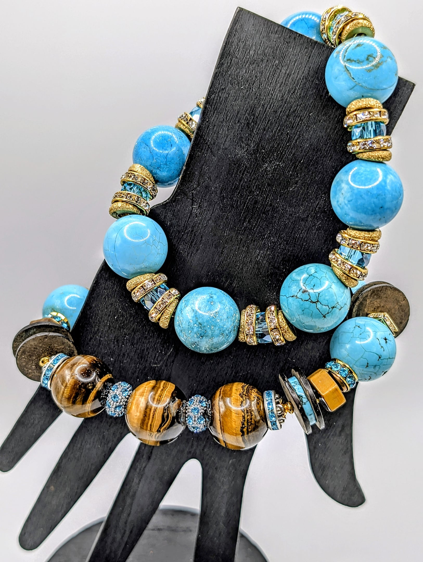 SUPER CHUNKY TIGEREYE & TURQUOISE MAGNESITE 